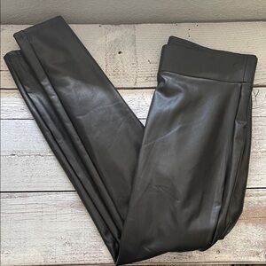 LOFT Sleek Black Faux Leather Leggings Size Small